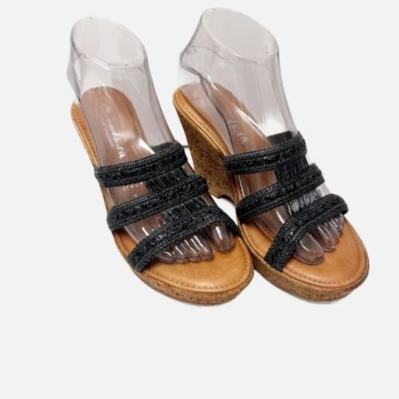 Italian Shoemakers Contesa Wedged Sandals Size 7 - Picture 1 of 6